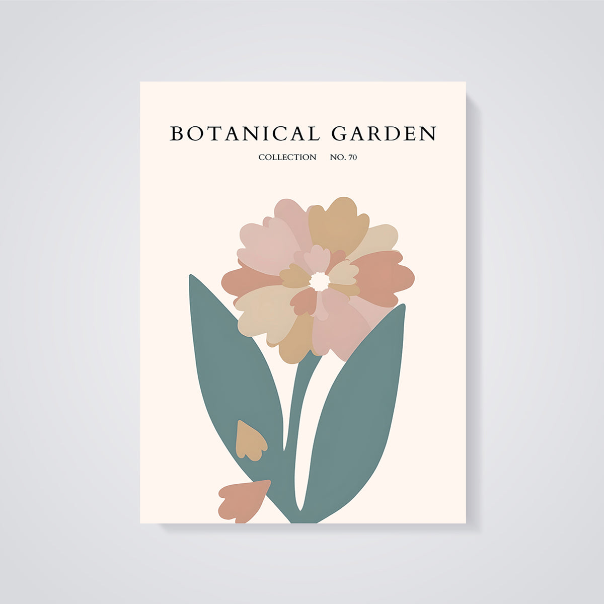 Abstract Botanical Garden Flower Print unframed on a grey background