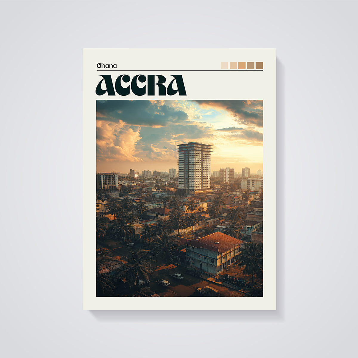 Accra Ghana Cityscape Print unframed on a grey background