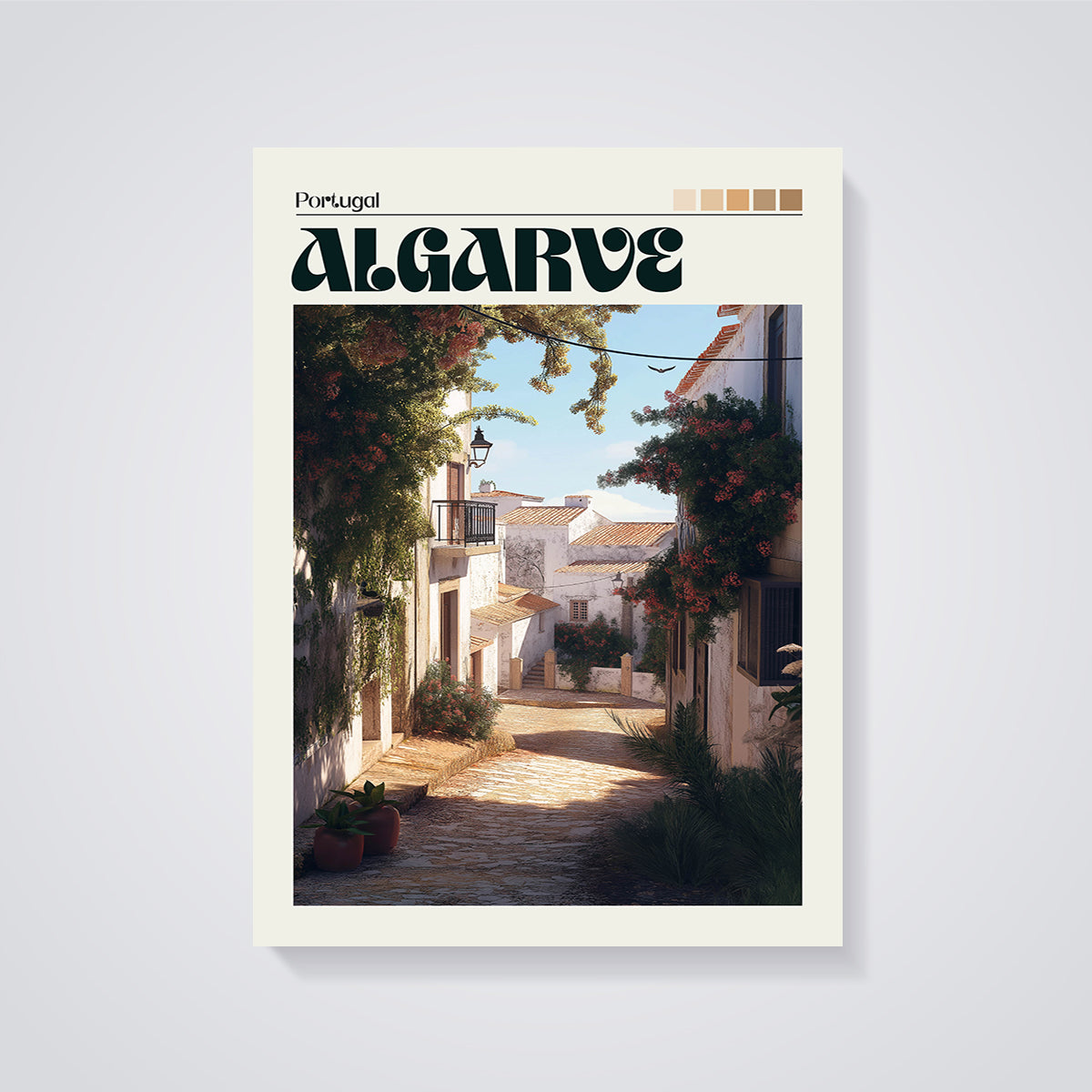 Algarve Portugal Street Print unframed on a grey background
