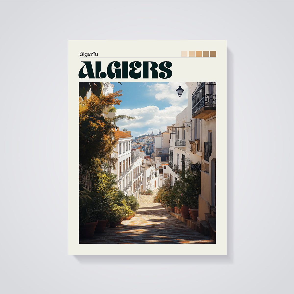 Algiers City Street Print unframed on a grey background