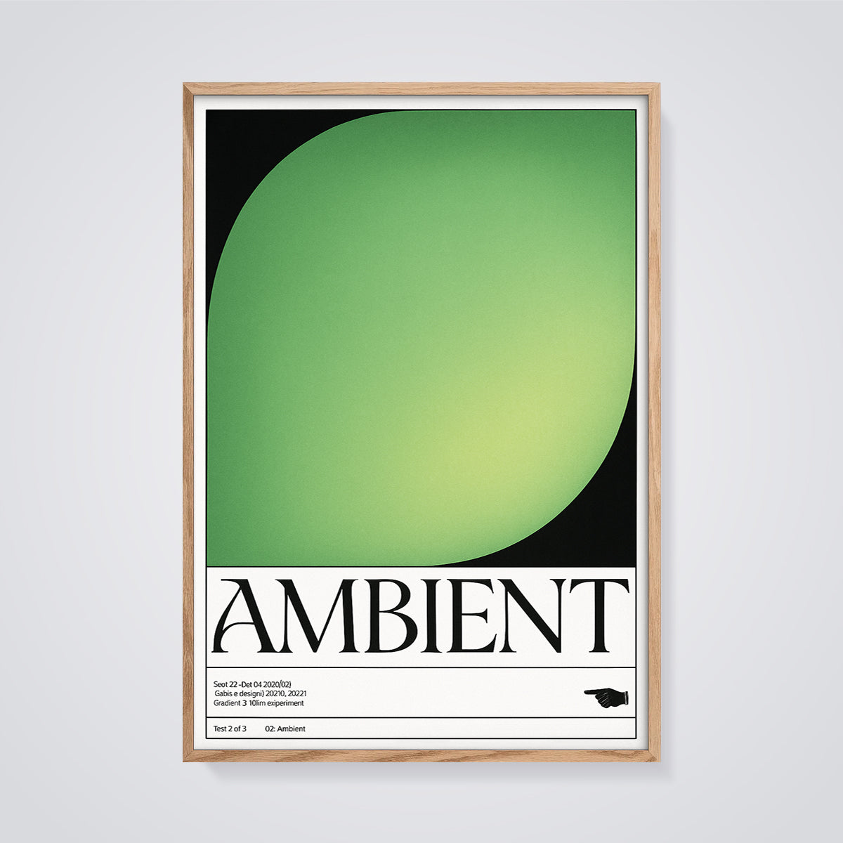 Ambient Green Gradient Print framed in oak on a grey background