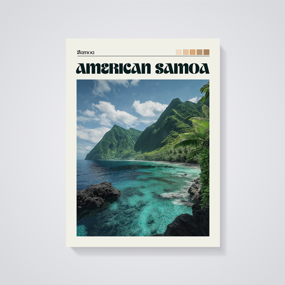 American Samoa Turquoise Bay Print unframed on a grey background