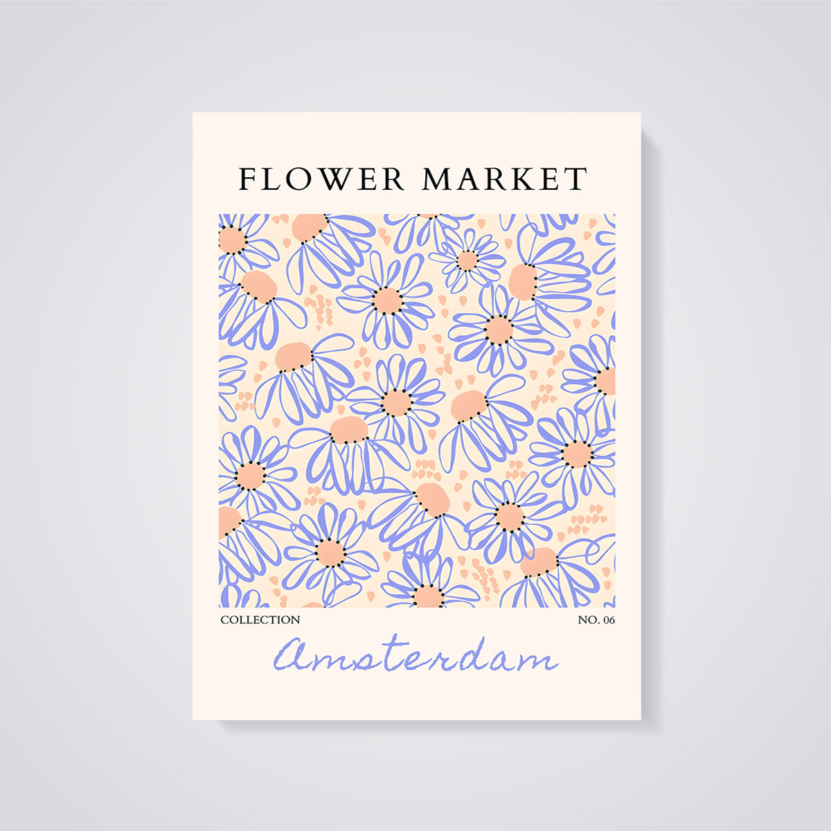 Amsterdam Flower Market Print unframed on a grey background