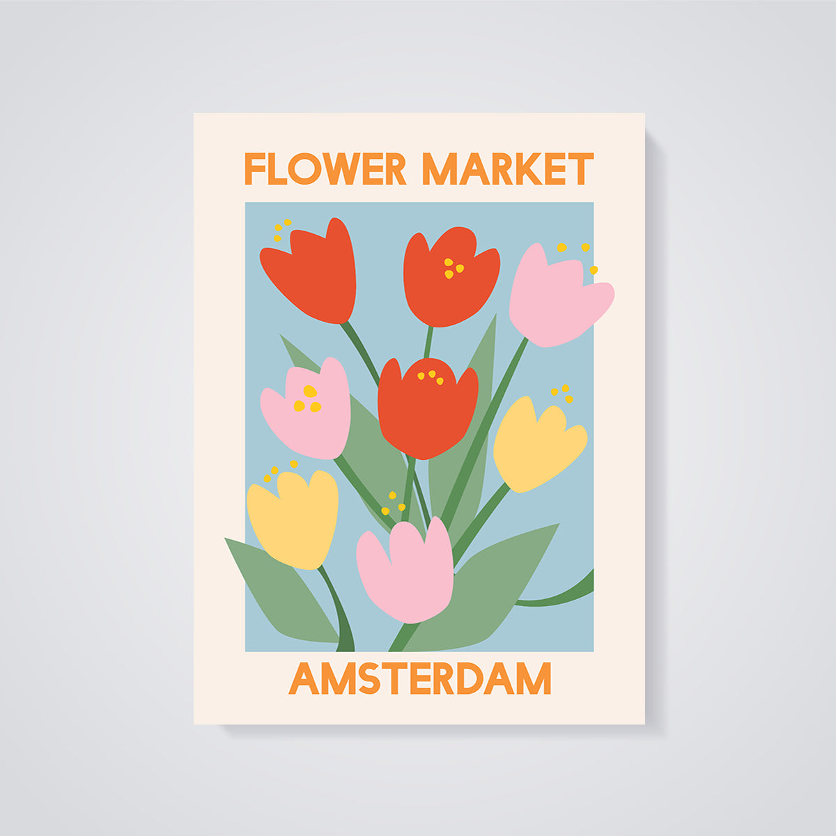 Amsterdam Flower Market Print Aesthetic unframed on a grey background