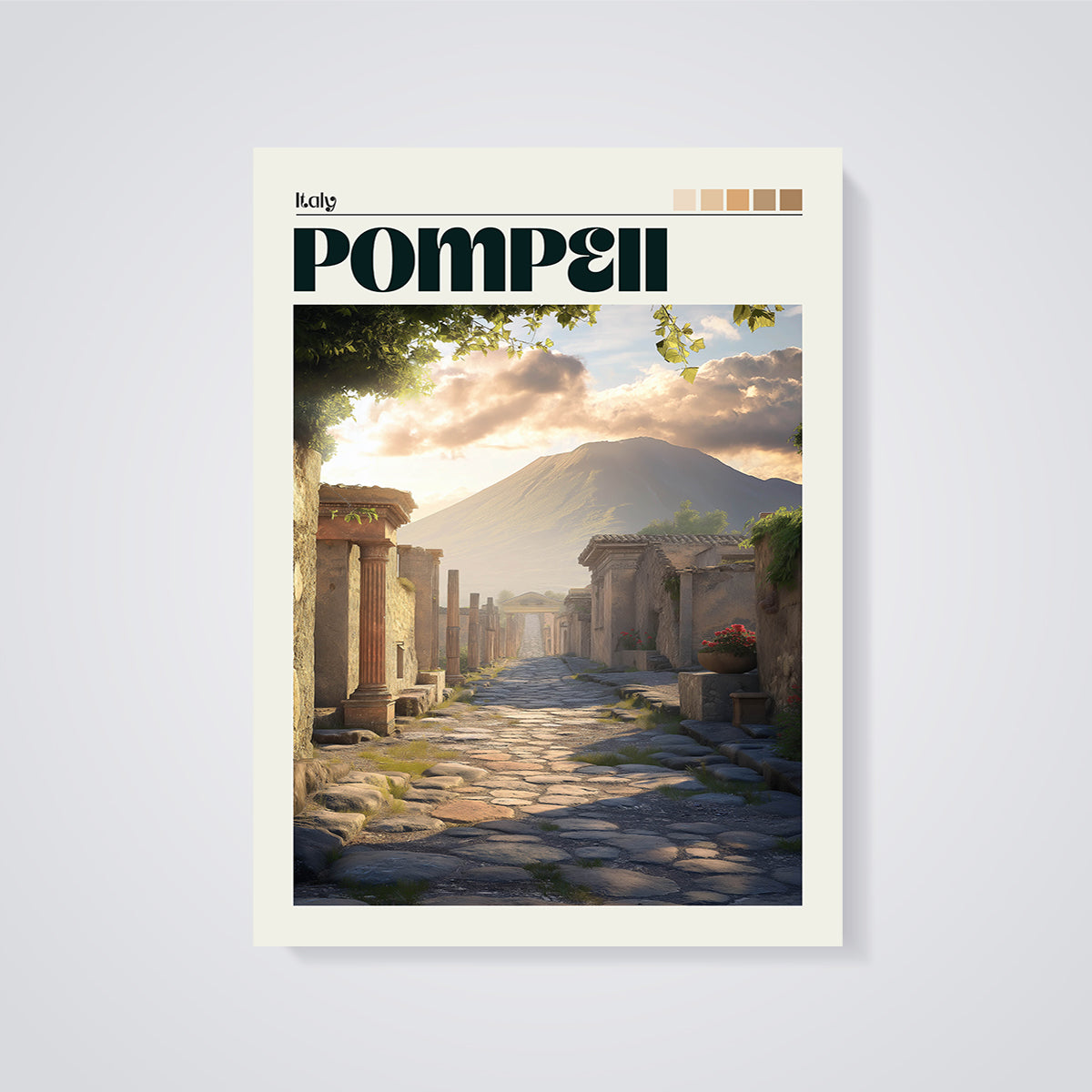 Ancient Pompeii Street Print unframed on a grey background