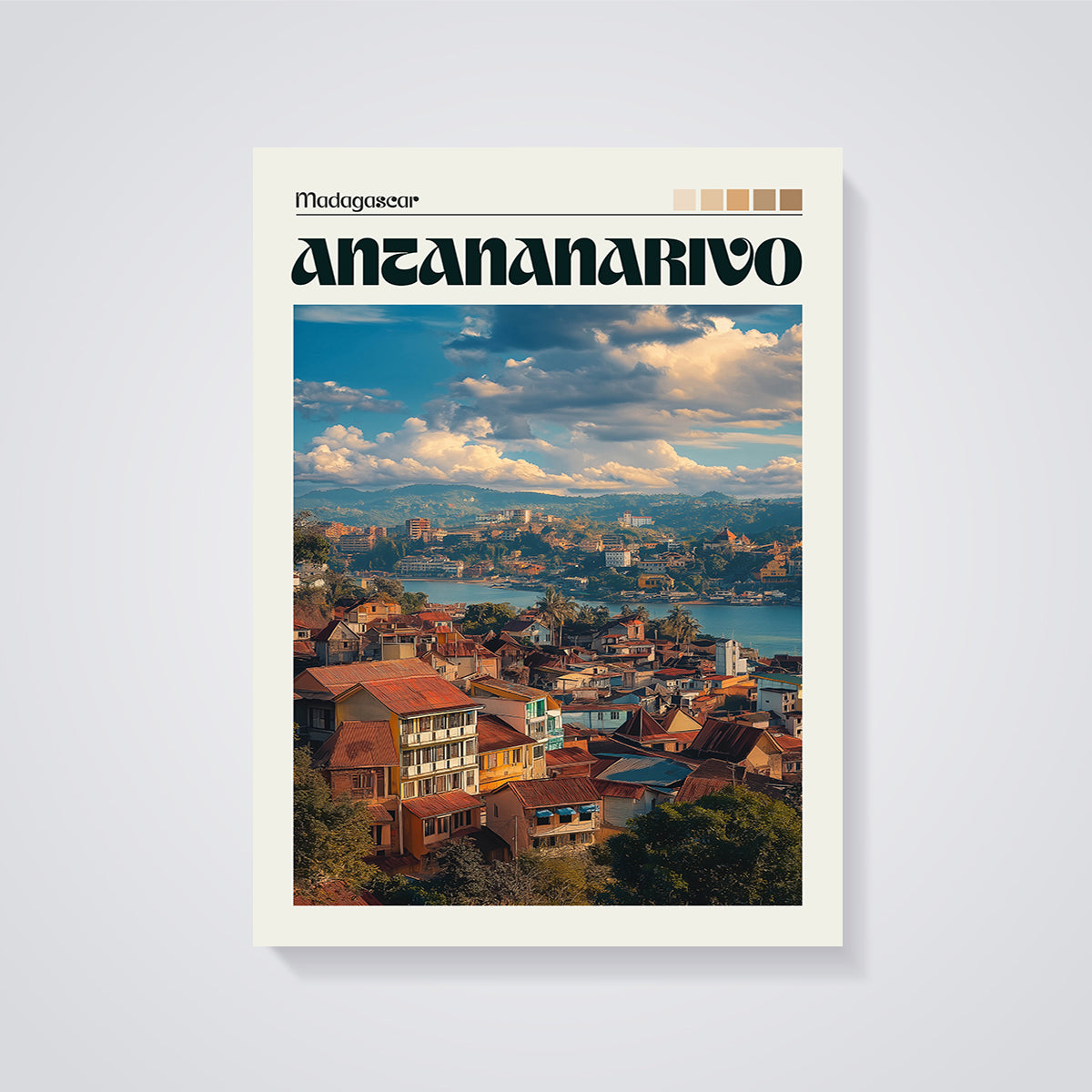 Antananarivo Madagascar City Print unframed on a grey background