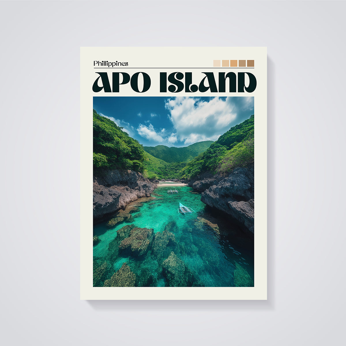 Apo Island Philippines Print unframed on a grey background