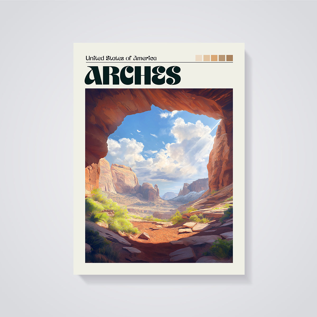 Arches National Park Print unframed on a grey background