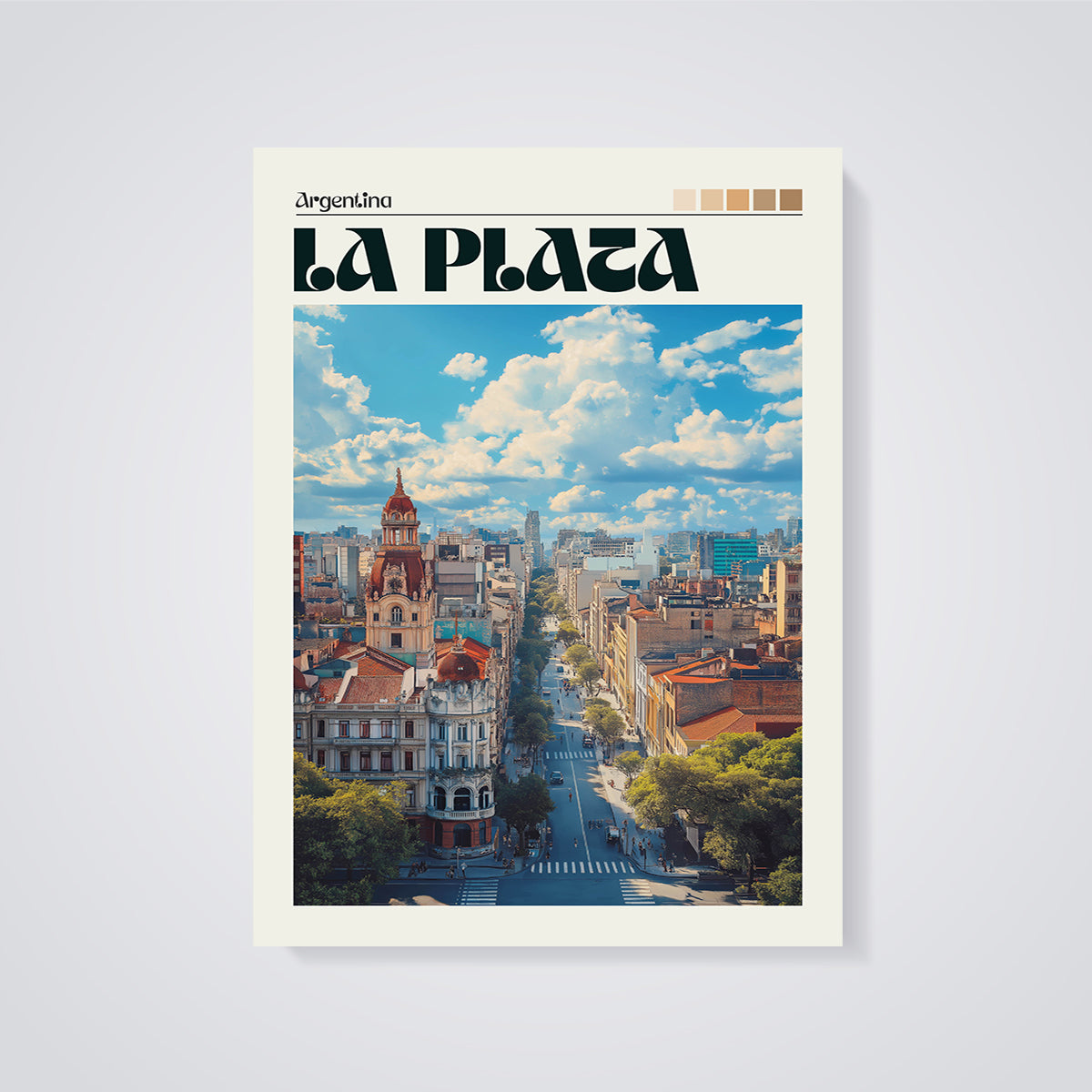 Argentina La Plata Cityscape Print unframed on a grey background