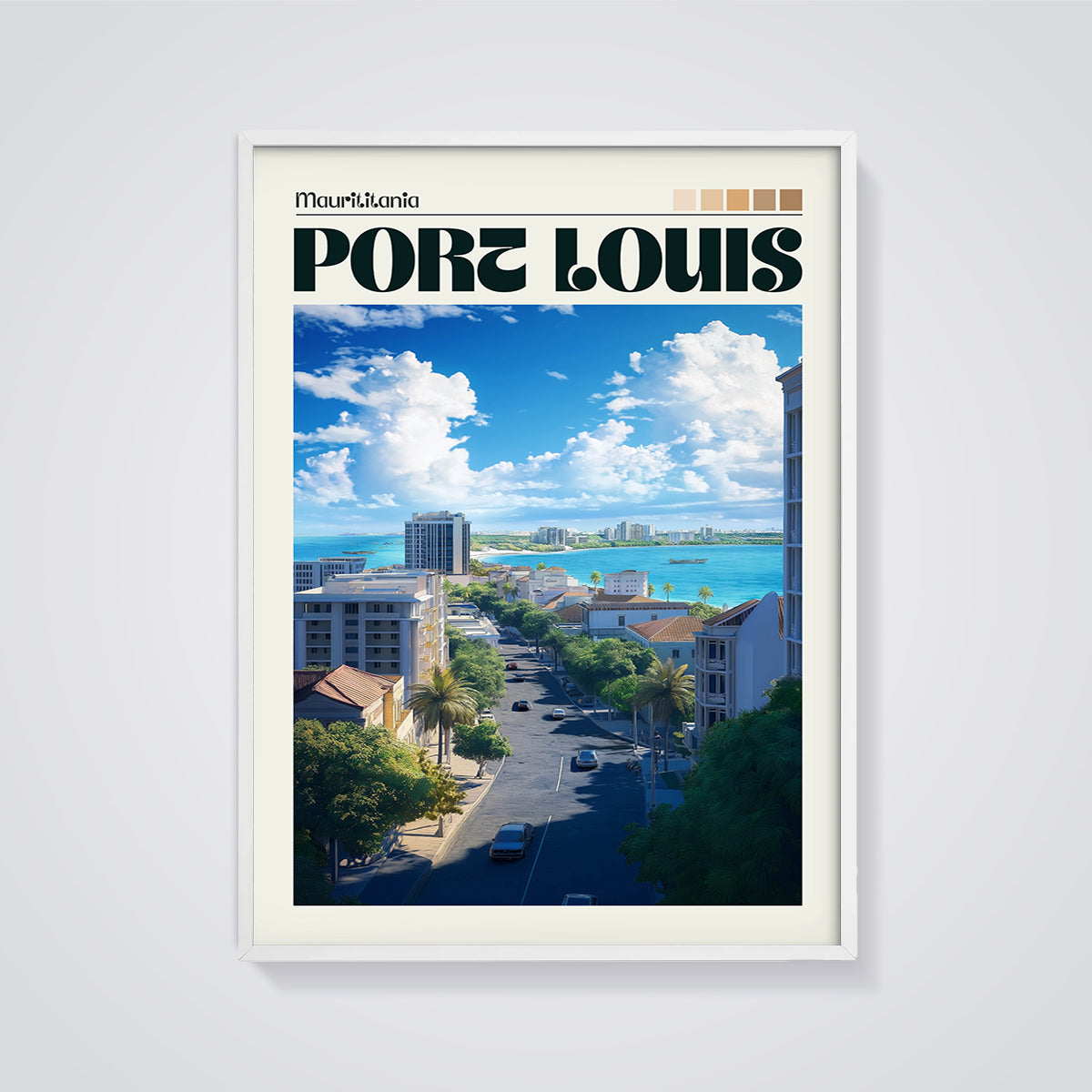 Art framed in white on a grey background