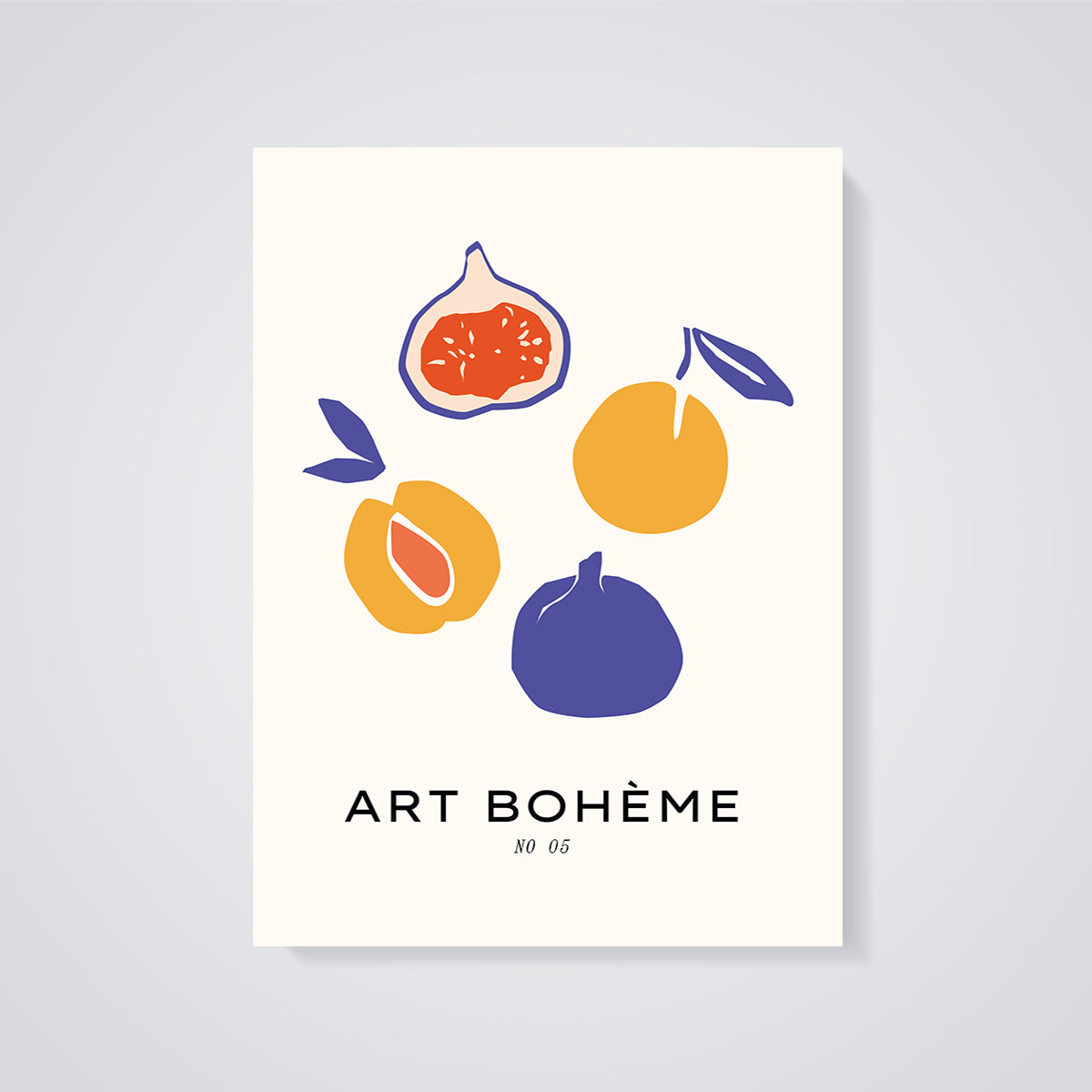Art Bohème Fig & Peach Print unframed on a grey background