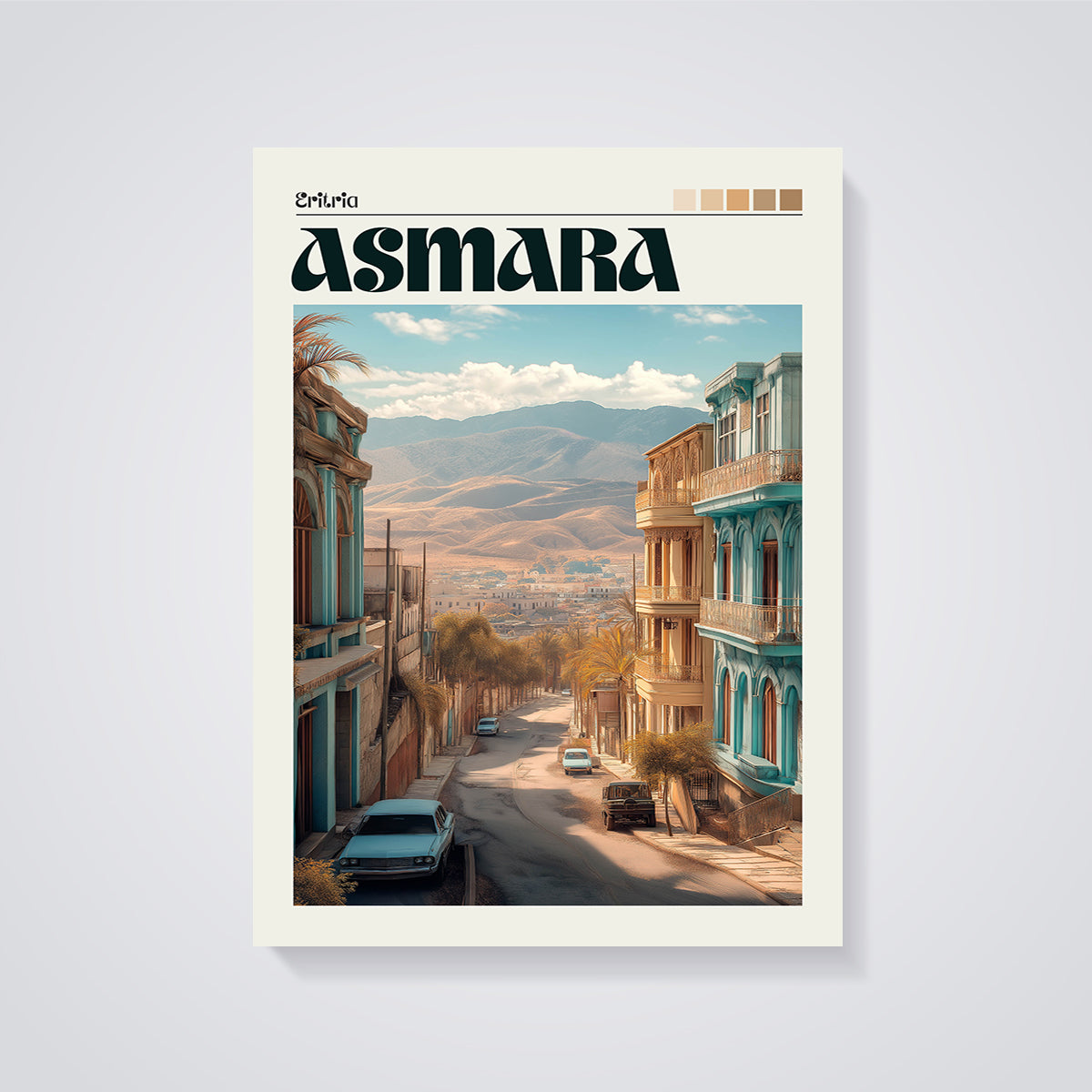 Asmara Street View Print unframed on a grey background