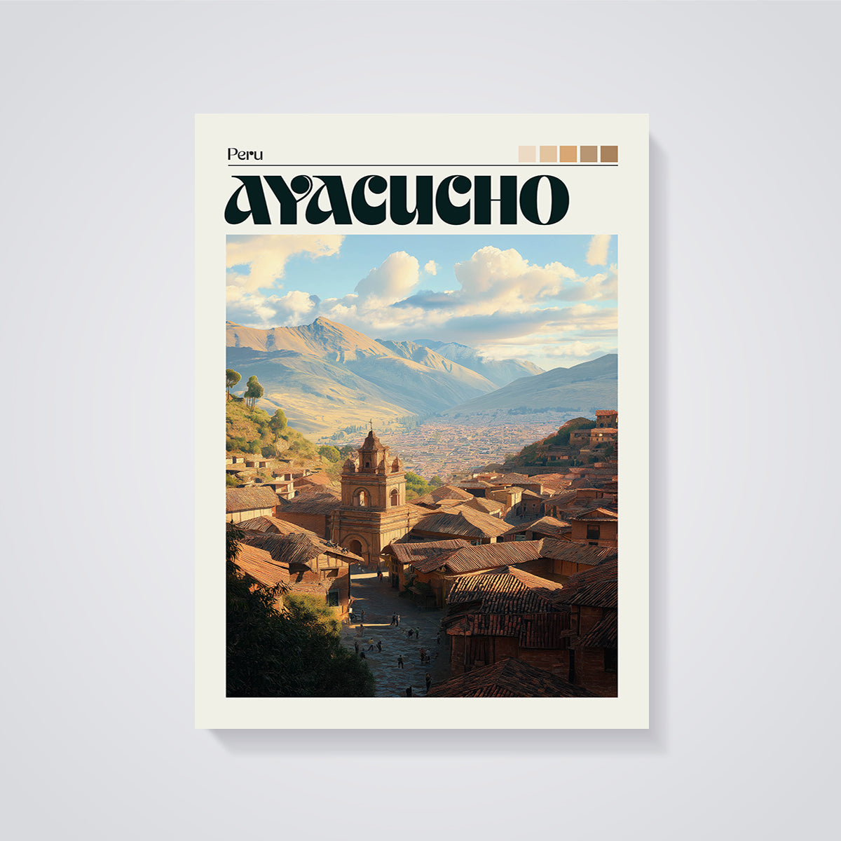 Ayacucho Peru Travel Print unframed on a grey background
