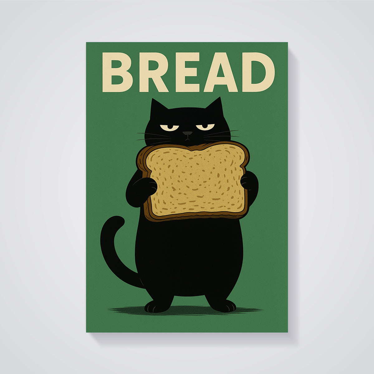 BREAD Black Cat Print unframed on a grey background