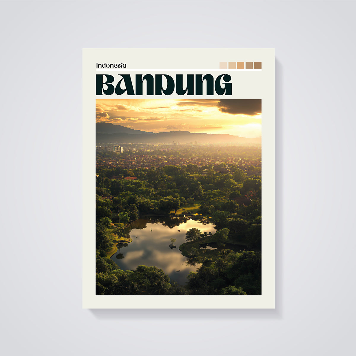 Bandung Golden Hour Print unframed on a grey background