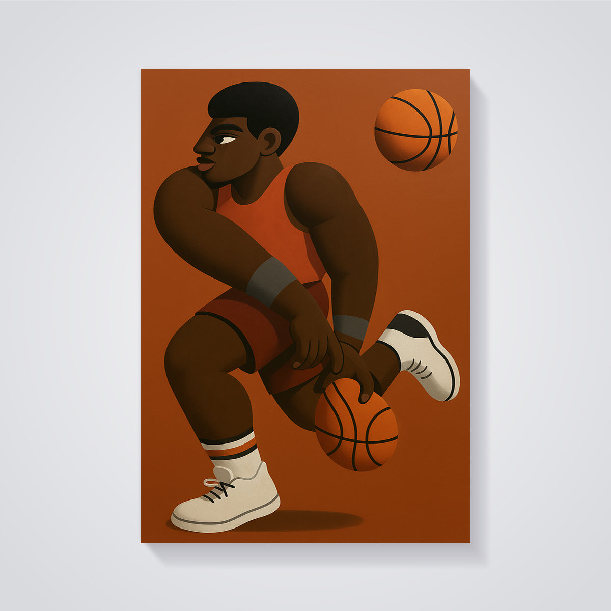 Basketball Finger Spin Print unframed on a grey background