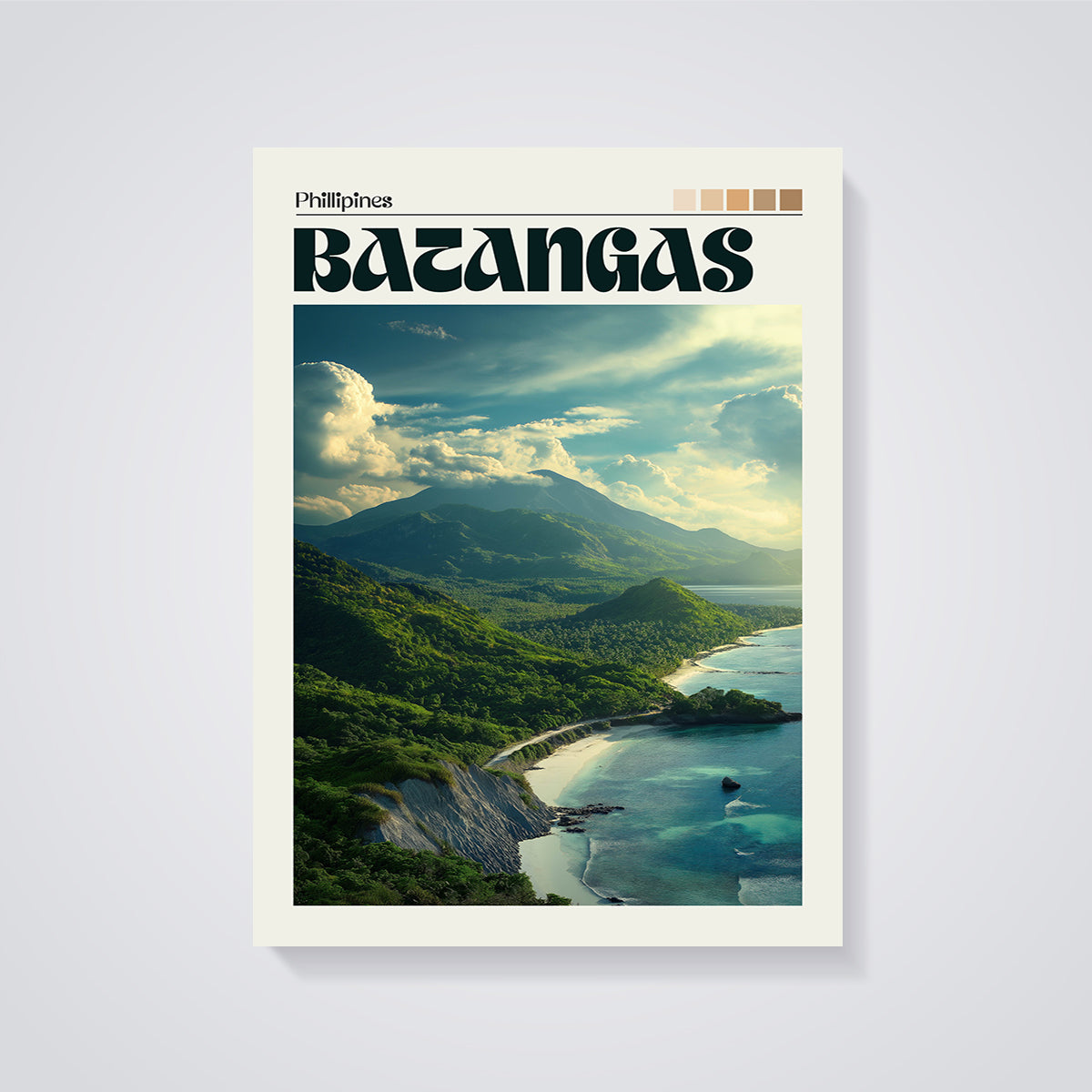 Batangas Phillipines Travel Print unframed on a grey background