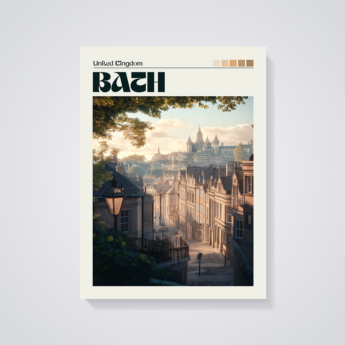 Bath City View Print unframed on a grey background