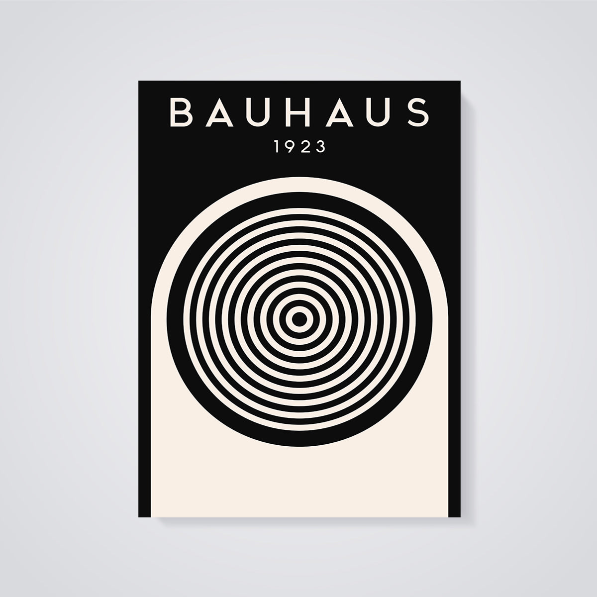 Bauhaus 1923 Concentric Circles Print unframed on a grey background