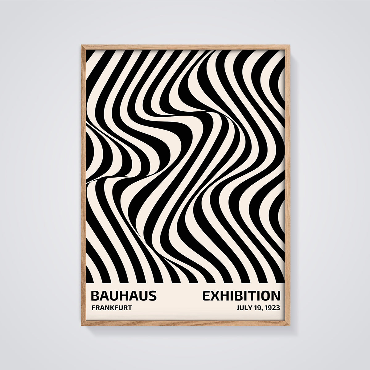 Bauhaus 1923 Frankfurt Exhibition Print framed in oak on a grey background