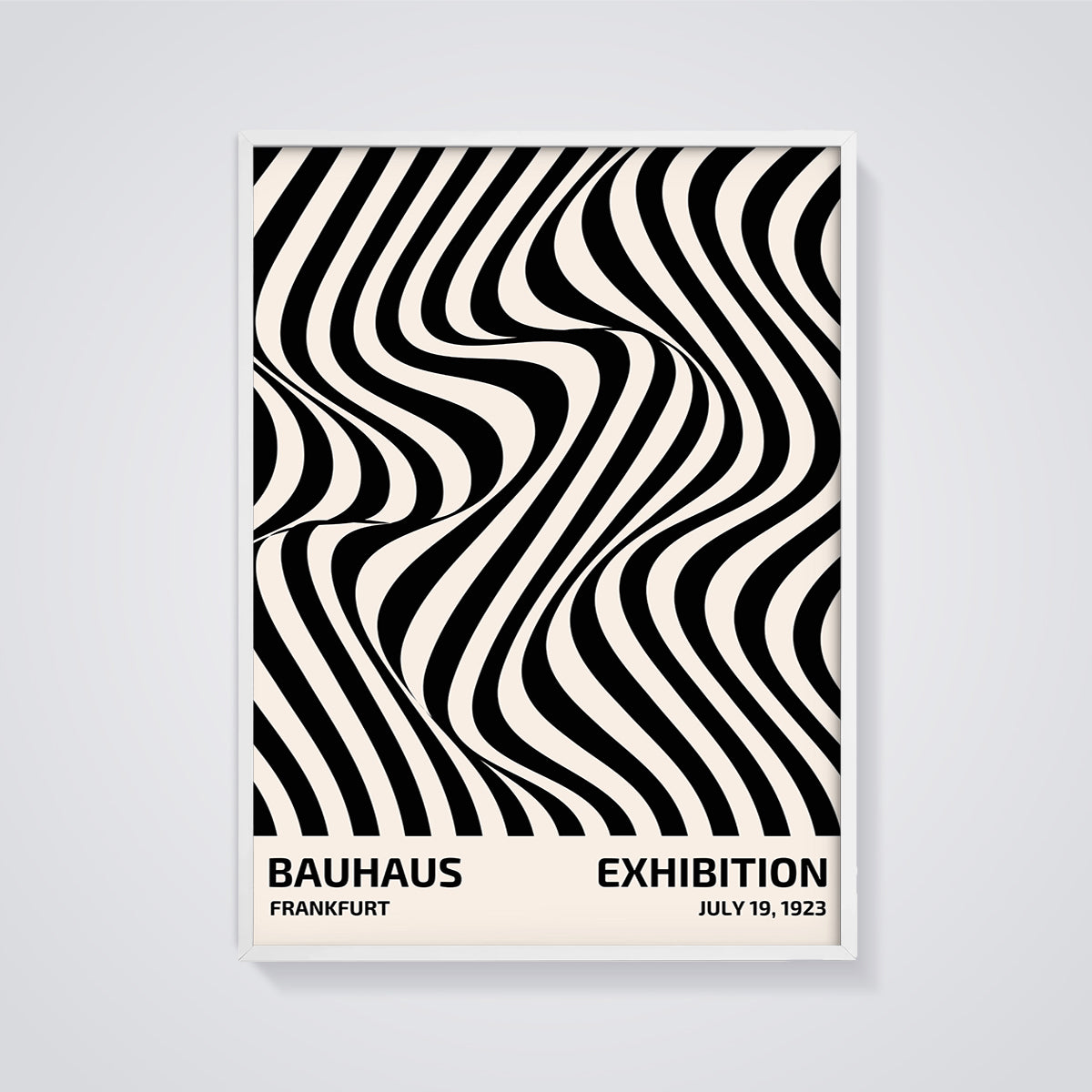 Bauhaus 1923 Frankfurt Exhibition Print framed in white on a grey background