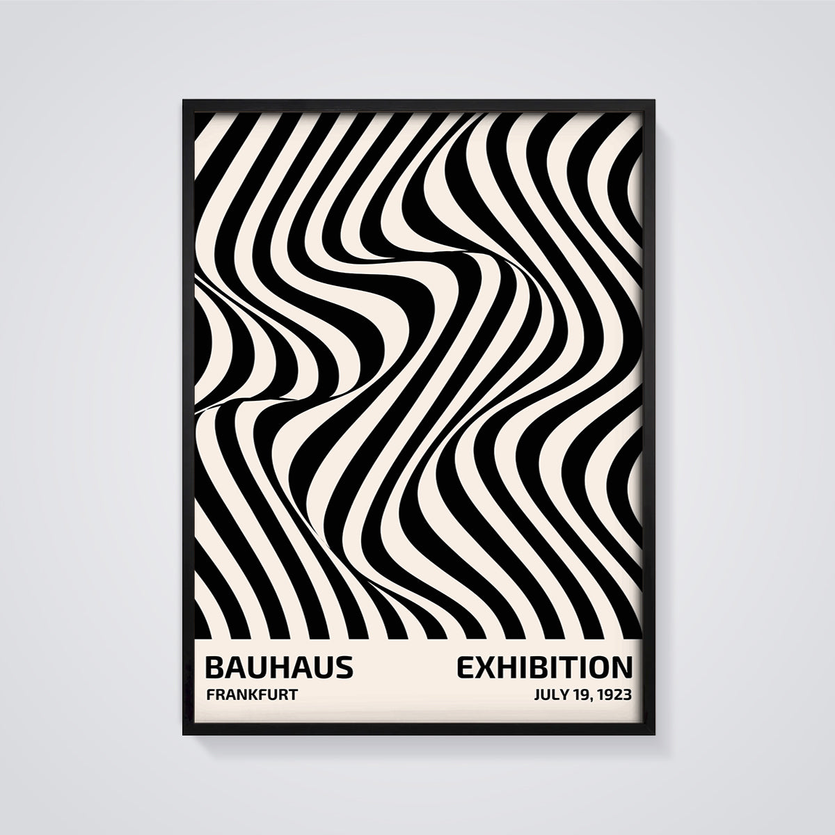 Bauhaus 1923 Frankfurt Exhibition Print framed in black on a grey background