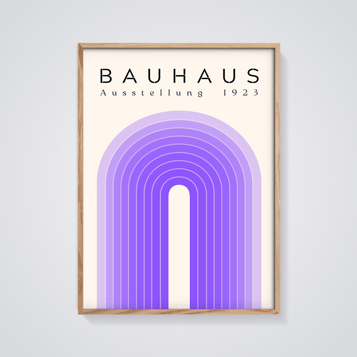 Bauhaus Ausstellung 1923 Arch Print framed in oak on a grey background