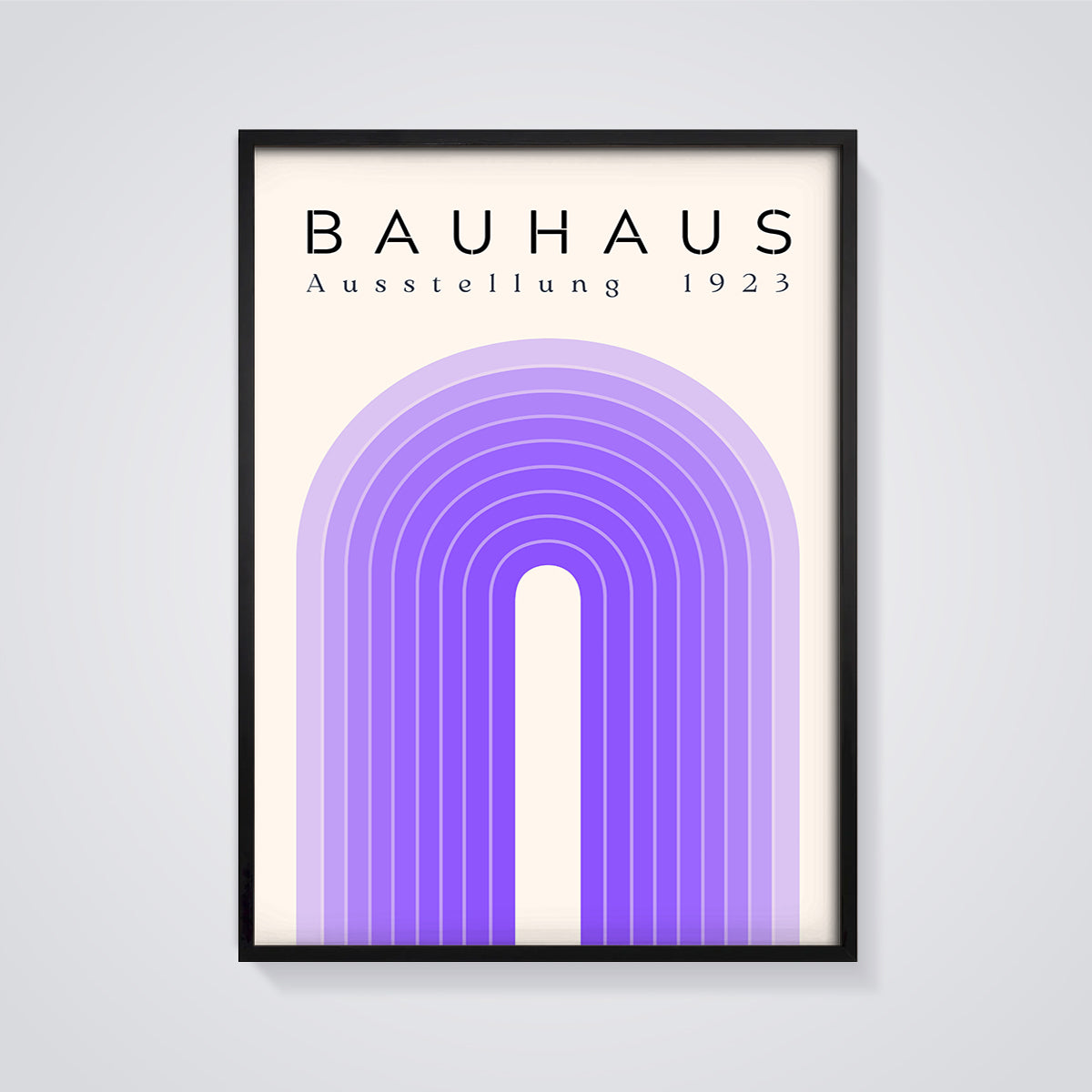 Bauhaus Ausstellung 1923 Arch Print framed in black on a grey background