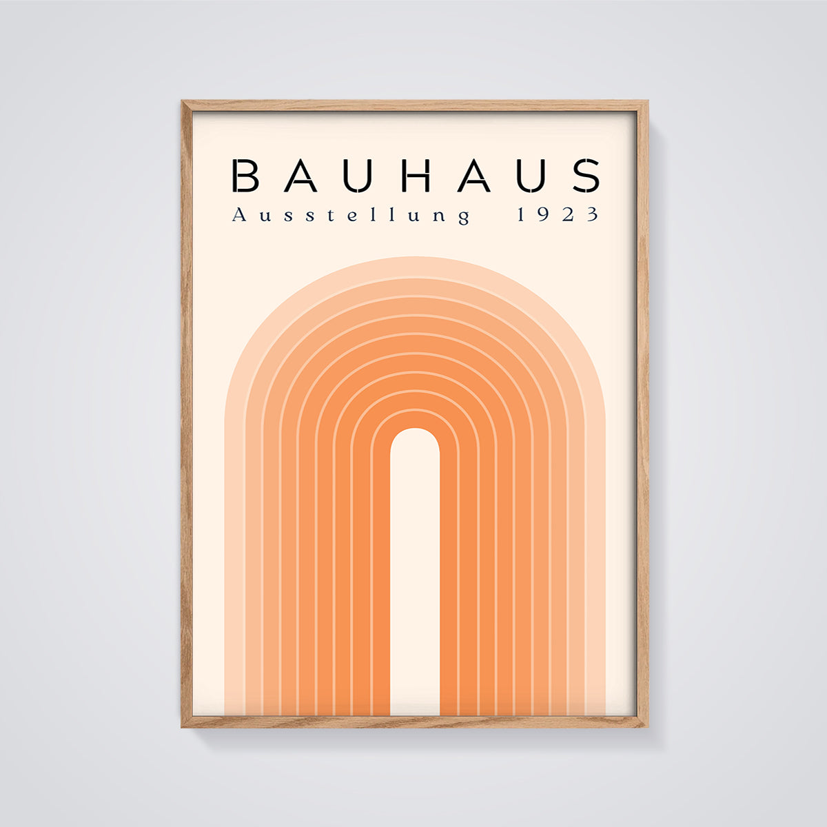 Bauhaus Ausstellung 1923 Arches Print framed in oak on a grey background