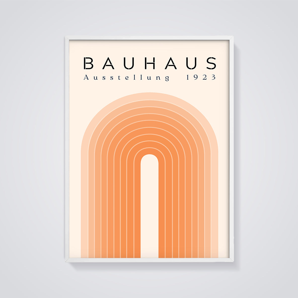 Bauhaus Ausstellung 1923 Arches Print framed in white on a grey background