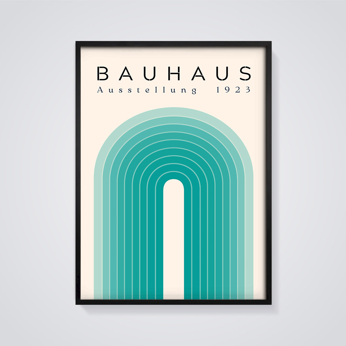 Bauhaus Ausstellung 1923 Arches Print Aesthetic framed in black on a grey background