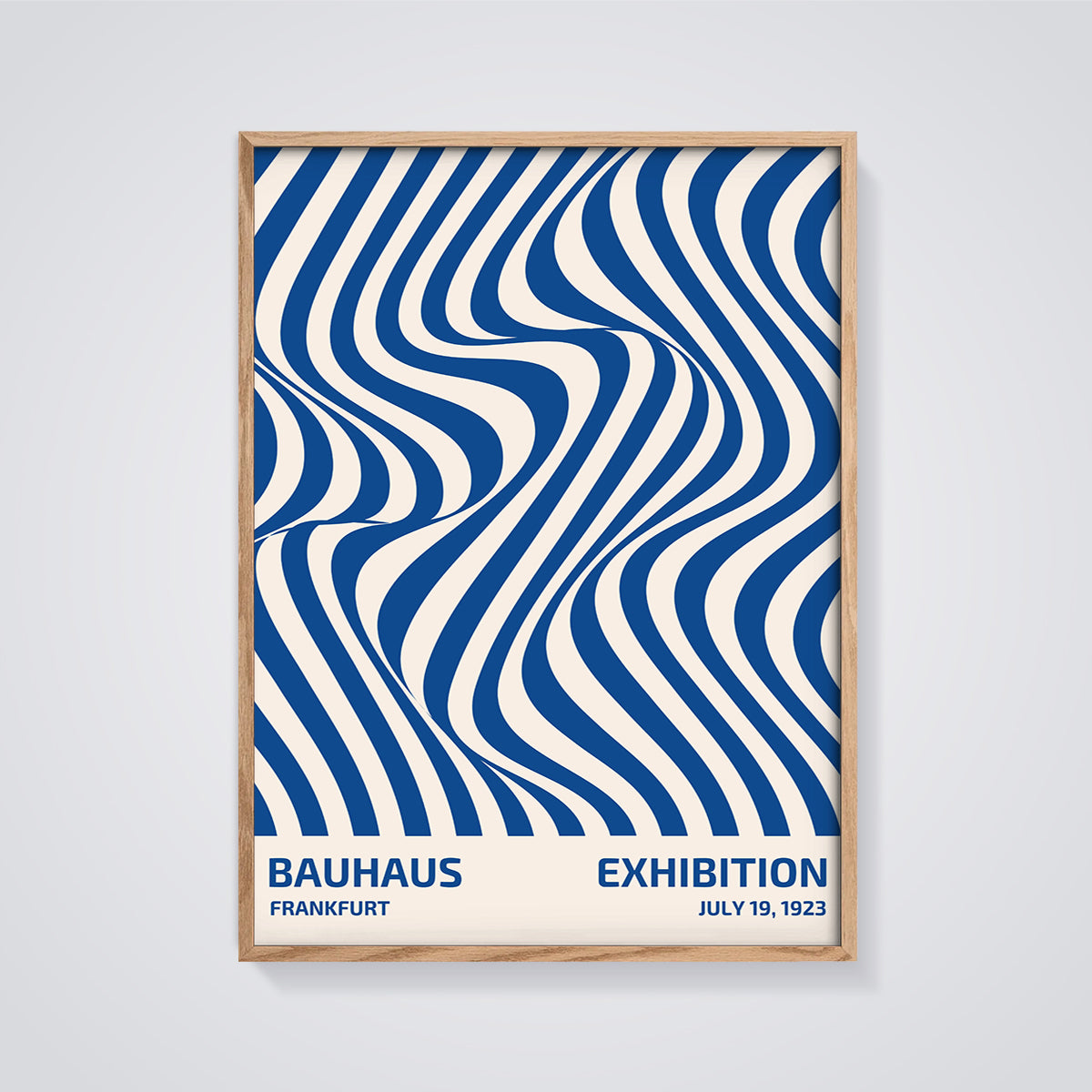 Bauhaus Frankfurt Exhibition Print framed in oak on a grey background