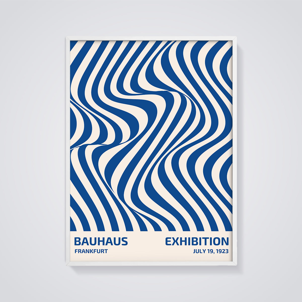 Bauhaus Frankfurt Exhibition Print framed in white on a grey background