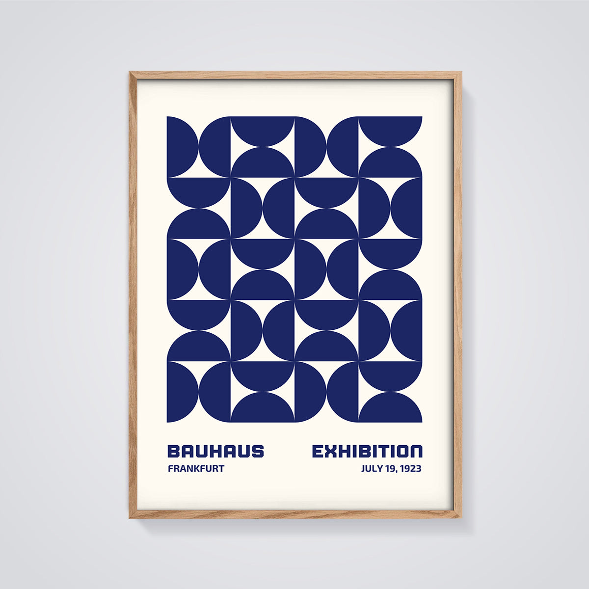 Bauhaus Frankfurt Exhibition Print Aesthetic framed in oak on a grey background