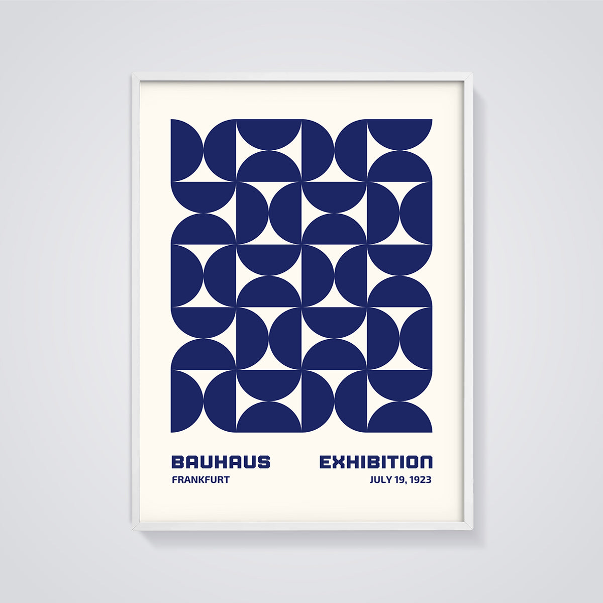 Bauhaus Frankfurt Exhibition Print Aesthetic framed in white on a grey background