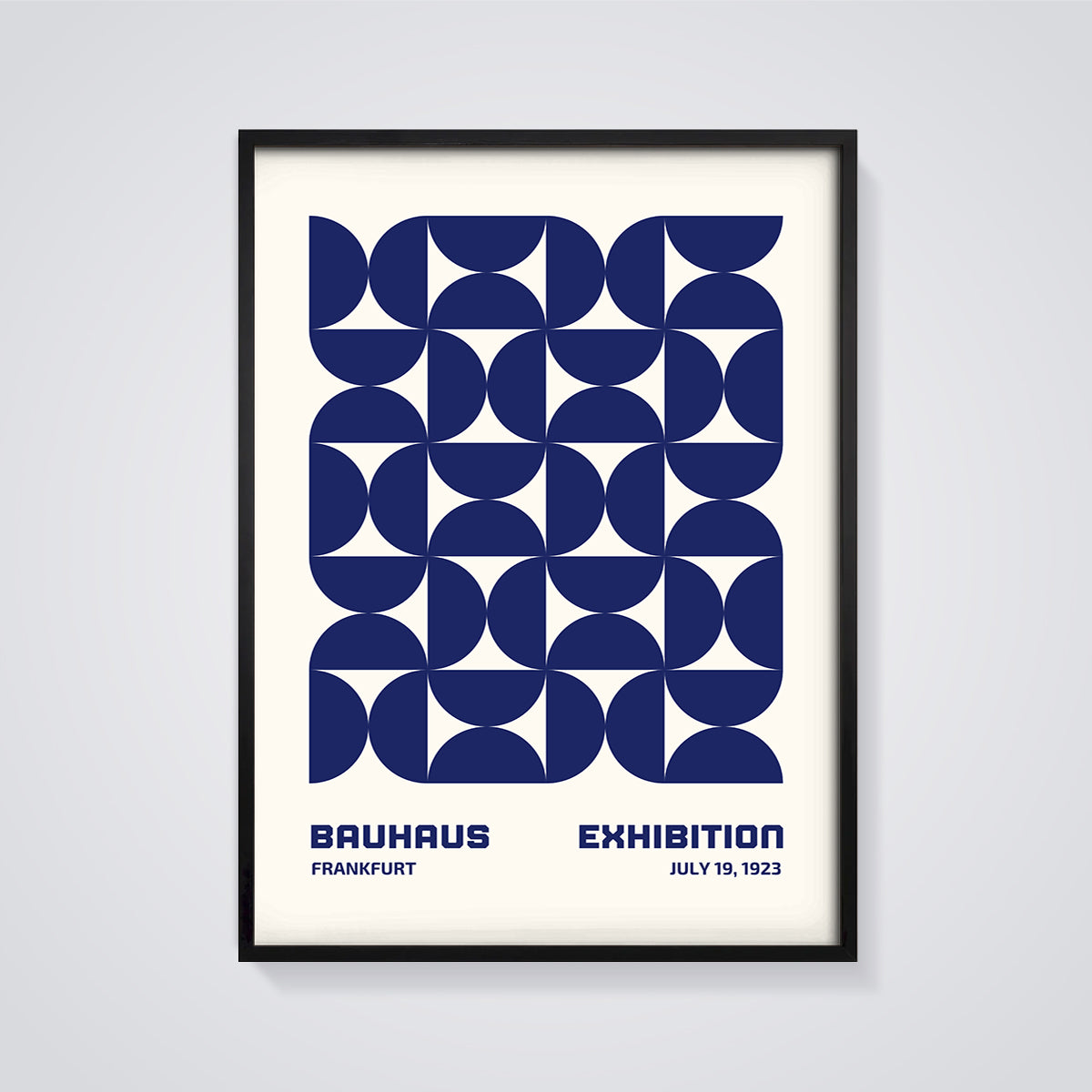 Bauhaus Frankfurt Exhibition Print Aesthetic framed in black on a grey background