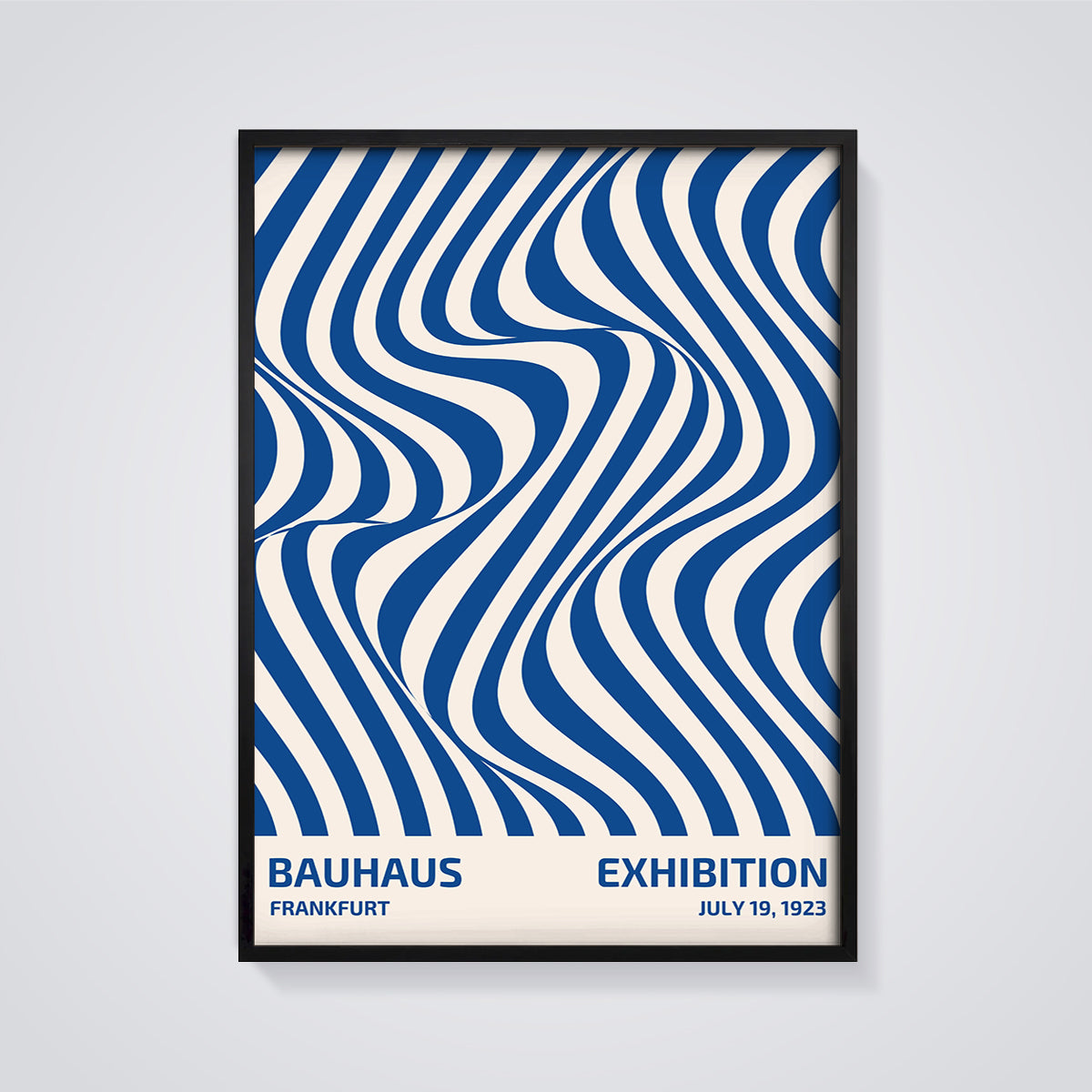 Bauhaus Frankfurt Exhibition Print framed in black on a grey background