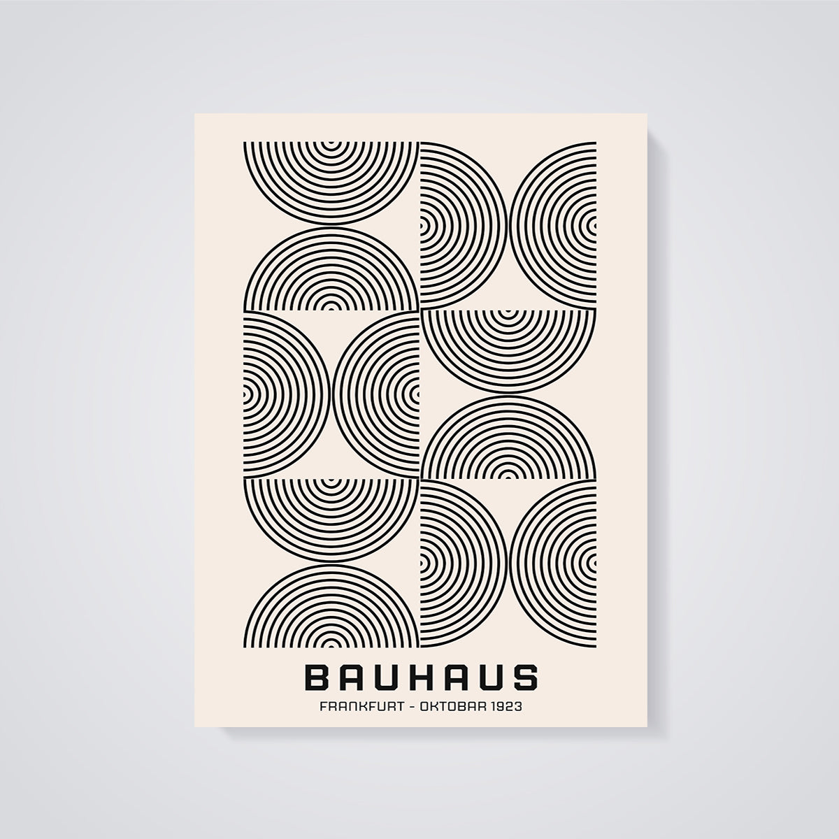 Bauhaus Geometric Circles Print unframed on a grey background