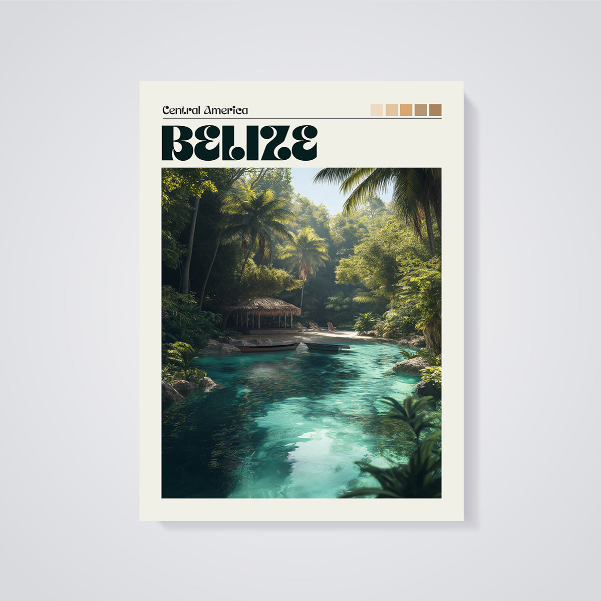 Belize Tropical Lagoon Print unframed on a grey background