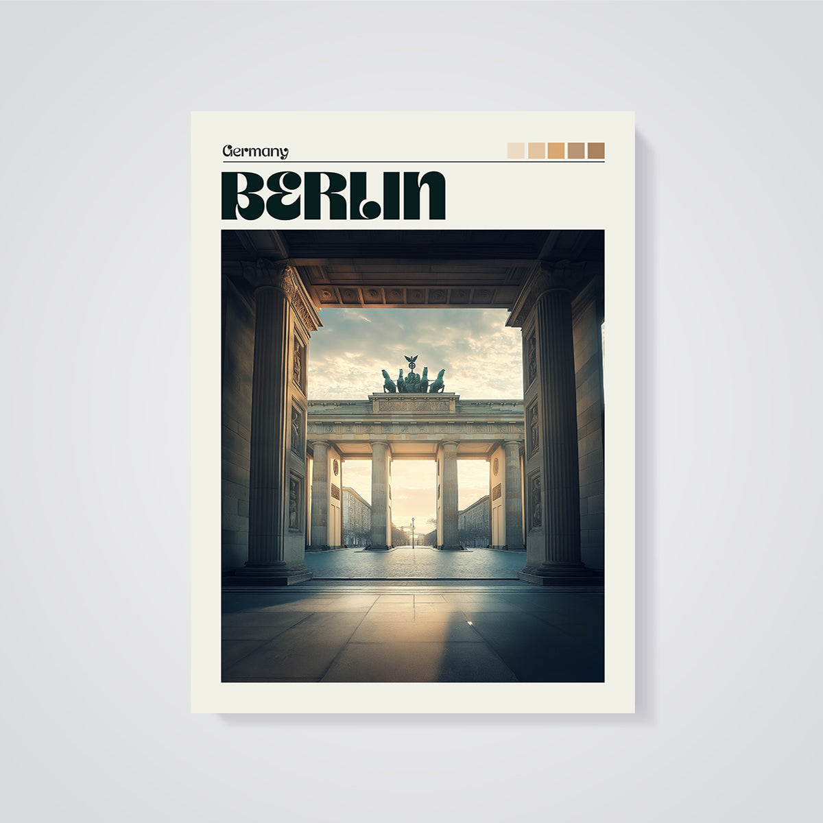 Berlin Brandenburg Gate Print unframed on a grey background