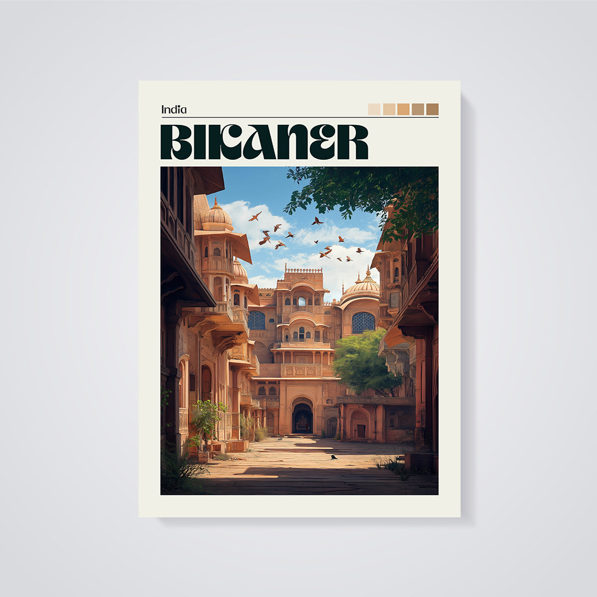 Bikaner Cityscape Print unframed on a grey background