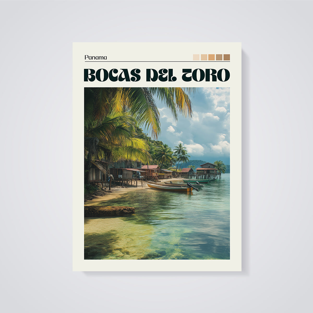 Bocas del Toro Panama Coastal Print unframed on a grey background