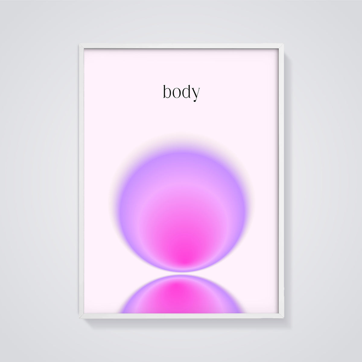 Body Aura Sphere Print framed in white on a grey background