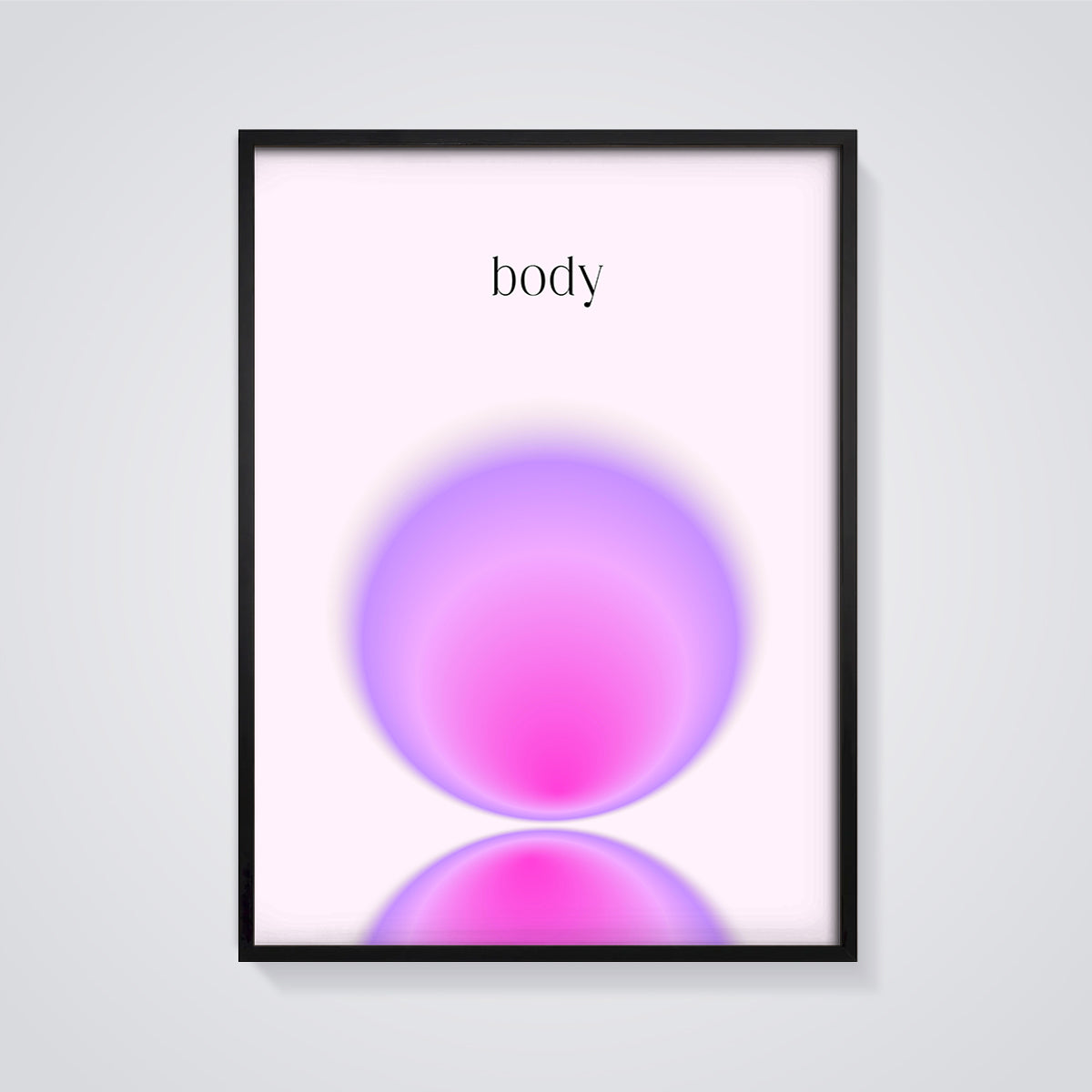 Body Aura Sphere Print framed in black on a grey background