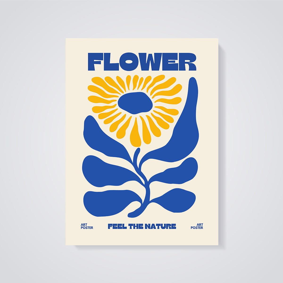 Bold Abstract Flower Print unframed on a grey background