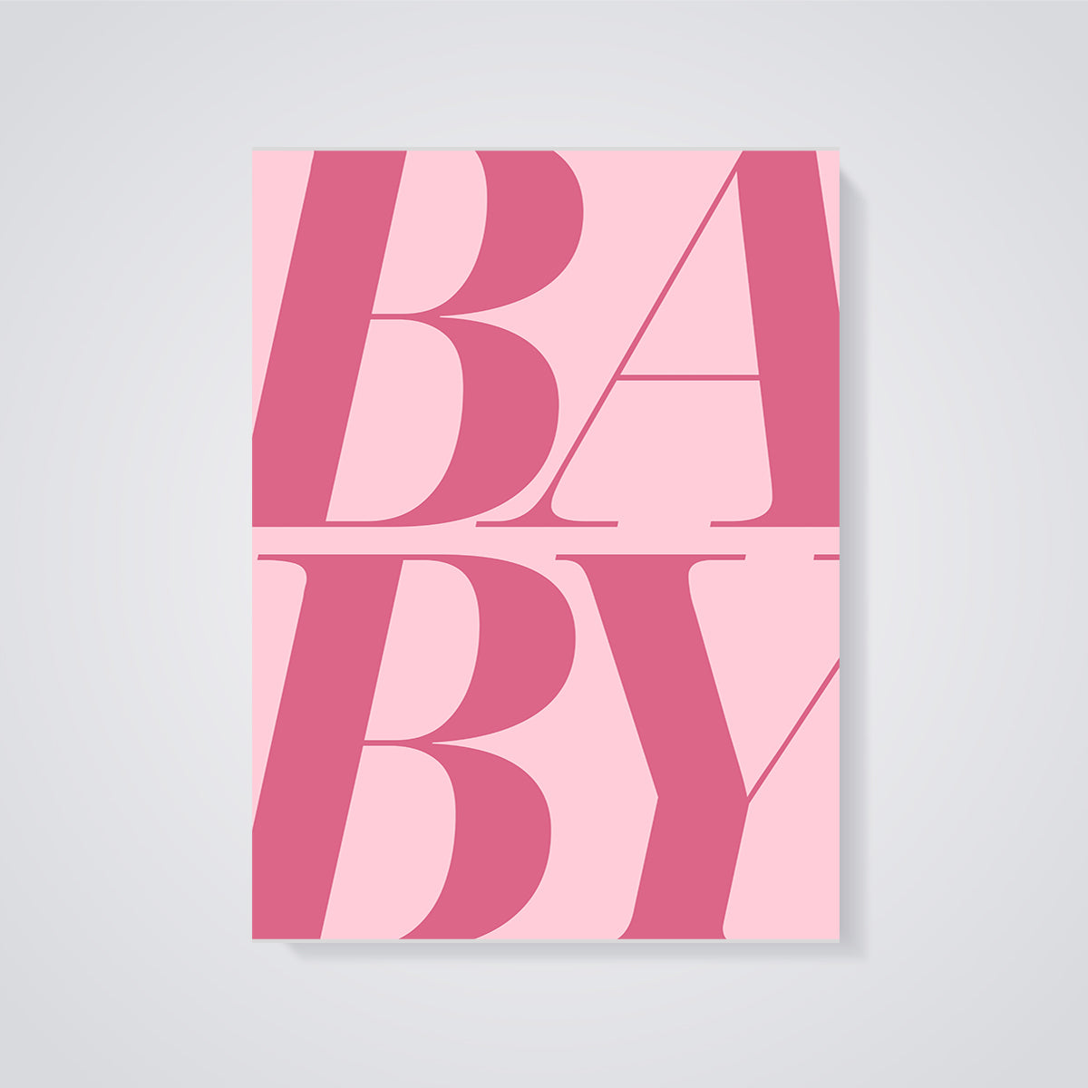 Bold Baby Pink Print unframed on a grey background