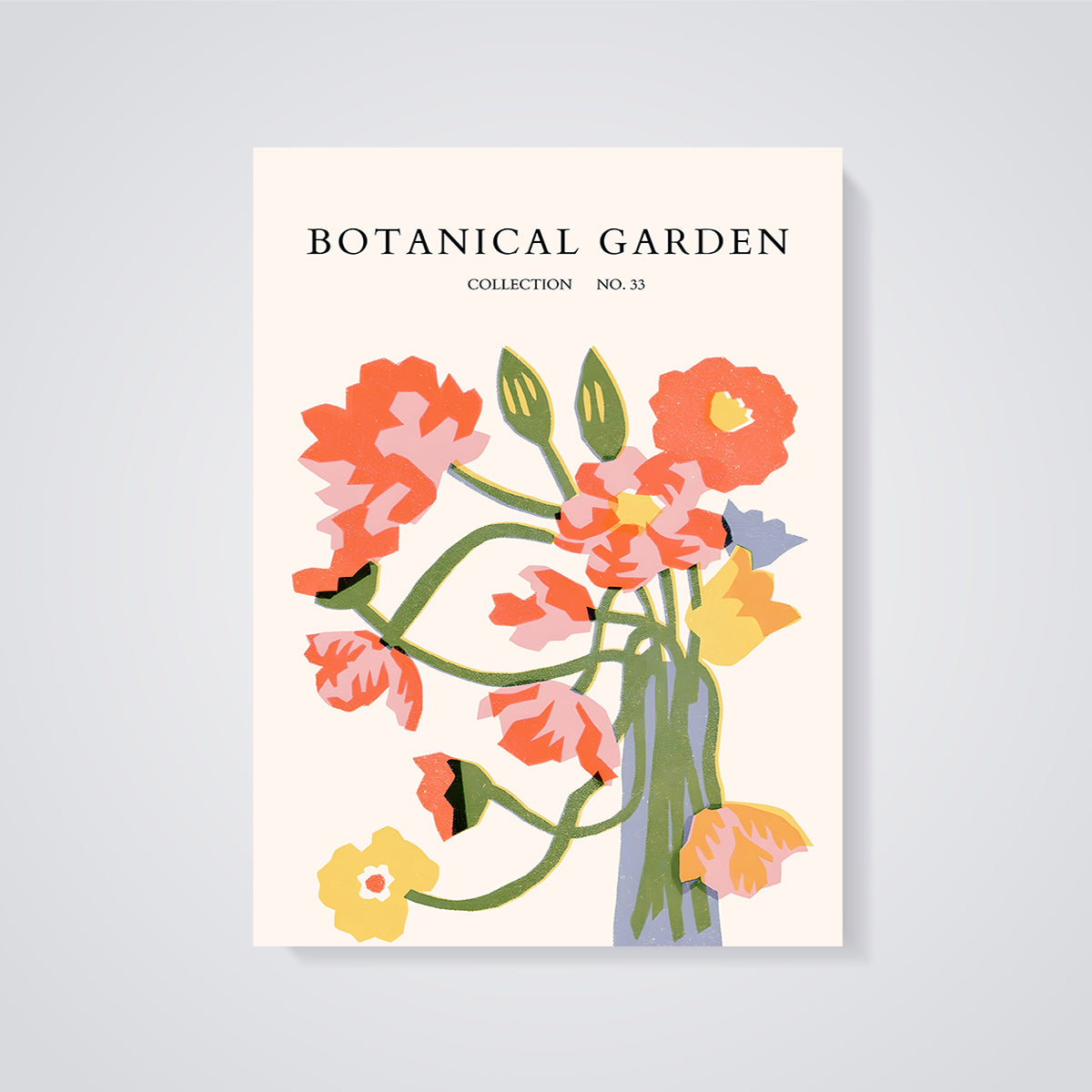 Botanical Garden Bouquet Print unframed on a grey background