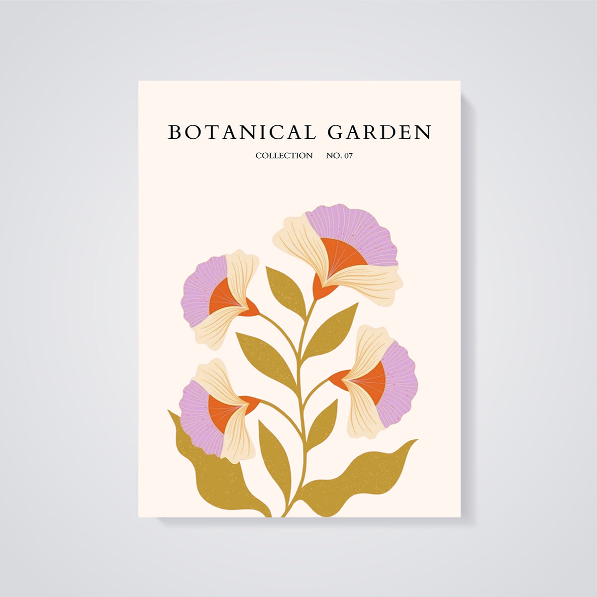 Botanical Garden Floral Print Aesthetic unframed on a grey background