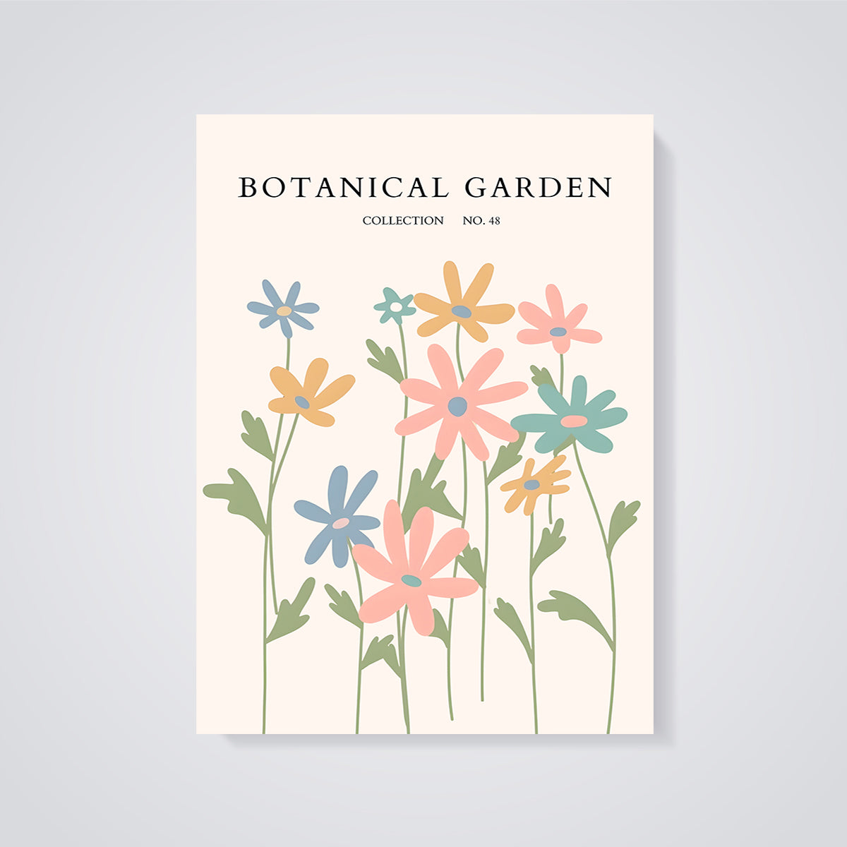 Botanical Garden Flower Collection Print unframed on a grey background