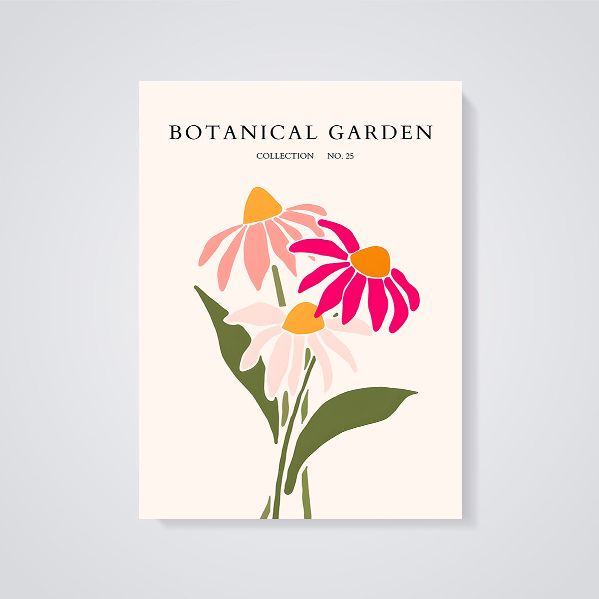 Botanical Garden Flowers Print unframed on a grey background